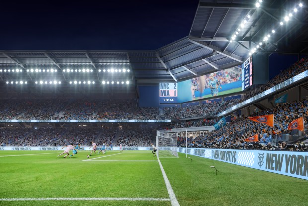 A rendering of the planned NYCFC stadium in Willets Point, Queens. (NYCFC)