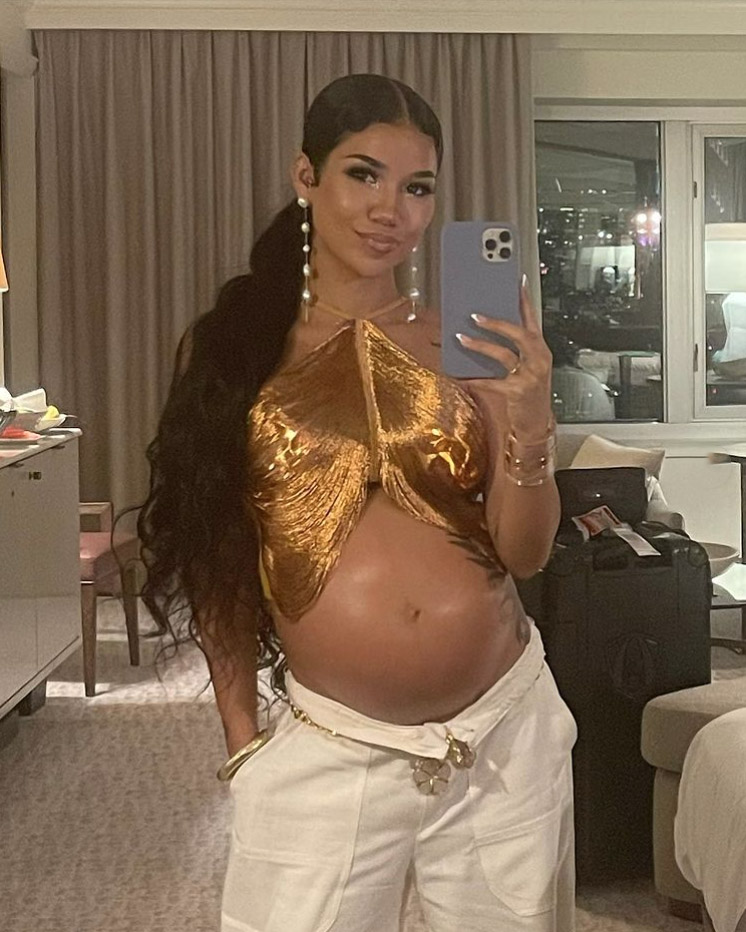 Singer Jhené Aiko shows off her growing baby bump over the weekend on Saturday, July 30, 2022. Aiko is expecting a child with partner Big Sean.