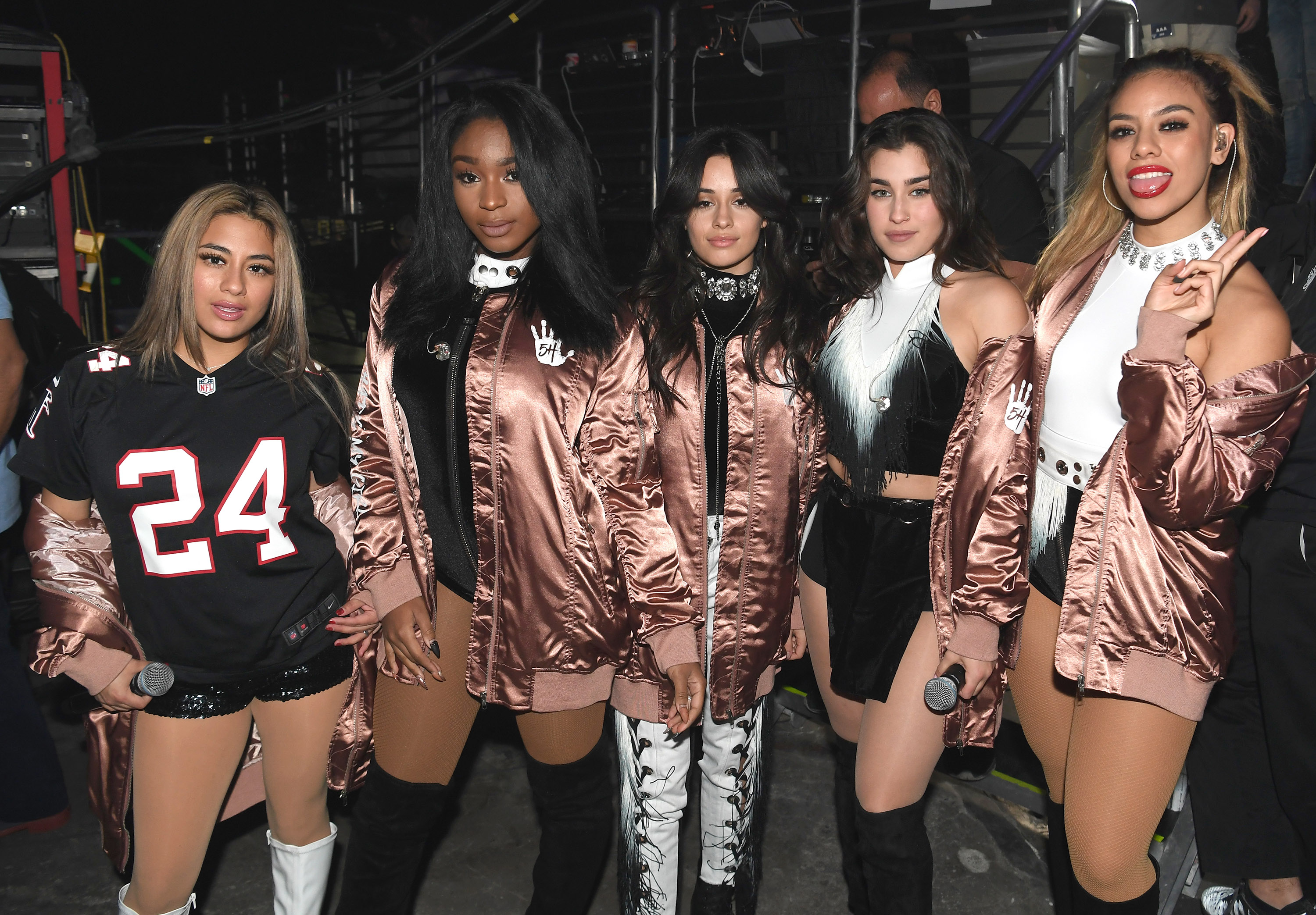 (L-R) Ally Brooke, Normani Hamilton, Camila Cabello, Lauren Jauregui and Dinah Jane Hansen of Fifth Harmony pose backstage during Power 96.1's Jingle Ball 2016 at Philips Arena on Dec. 16, 2016, in Atlanta, Ga.
