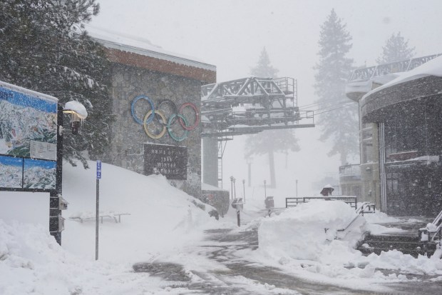 Palisades Tahoe ski resort remains closed during a blizzard Sunday, March 3, 2024, in Olympic Valley, Calif. (AP Photo/Brooke Hess-Homeier)