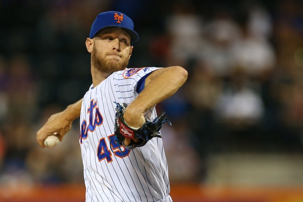 Zack Wheeler of the New York Mets delivers a pitch against the Los Angeles Dodgers during the first inning of a game at Citi Field on September 15, 2019 in New York City. (Rich Schultz/Getty Images)