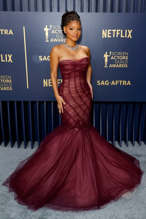 LOS ANGELES, CALIFORNIA - FEBRUARY 24: Halle Bailey attends the 30th Annual Screen Actors Guild Awards at Shrine Auditorium and Expo Hall on February 24, 2024 in Los Angeles, California. (Photo by Frazer Harrison/Getty Images)