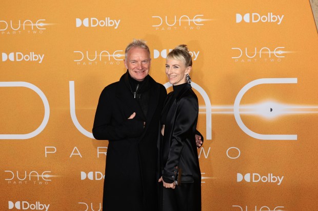 NEW YORK, NEW YORK - FEBRUARY 25: (L-R) Sting and Mickey Sumner attend the "Dune: Part Two" premiere at Lincoln Center on February 25, 2024 in New York City. (Photo by Dimitrios Kambouris/Getty Images)