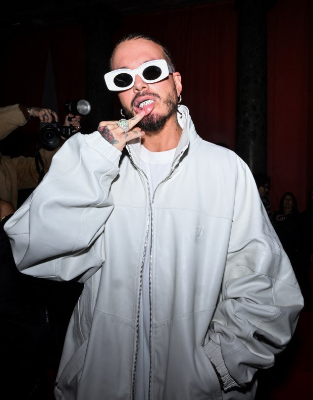 Colombian singer J Balvin poses ahead of the presentation of creations by Vetements for the Women Ready-to-wear Fall-Winter 2024/2025 collection as part of the Paris Fashion Week, in Paris on March 1, 2024. (Photo by Miguel MEDINA / AFP) (Photo by MIGUEL MEDINA/AFP via Getty Images)