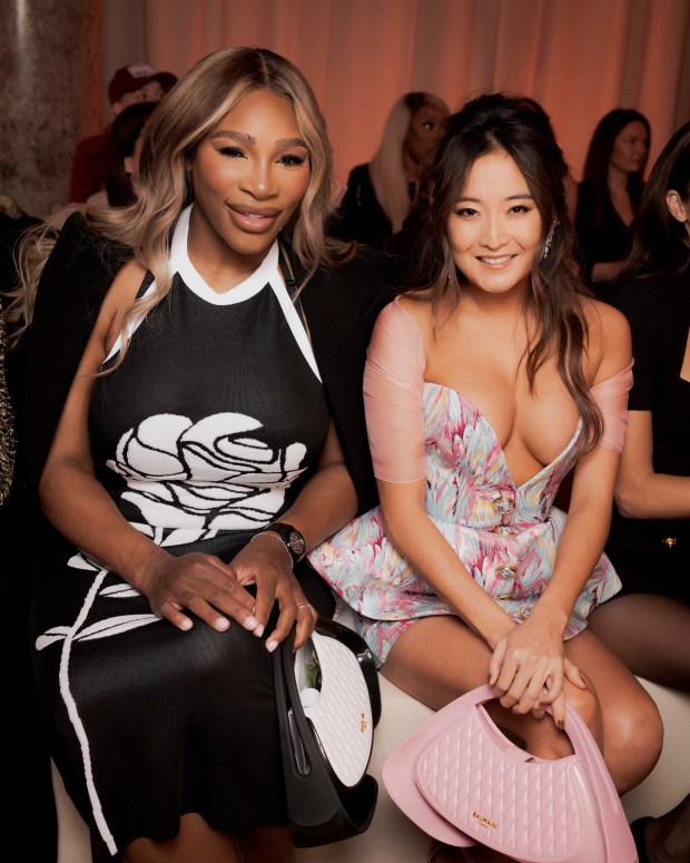 PARIS, FRANCE - FEBRUARY 28: Serena Williams and Ashley Park attend the Balmain Womenswear Fall/Winter 2024-2025 show as part of Paris Fashion Week on February 28, 2024 in Paris, France. (Photo by Pierre Mouton/Getty Images for Balmain)