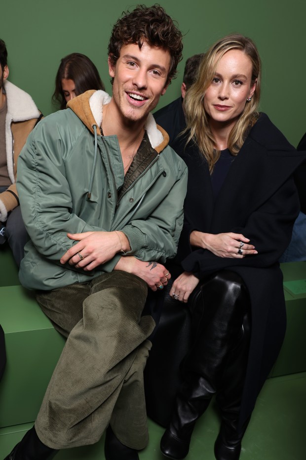 PARIS, FRANCE - MARCH 01: Shawn Mendes and Brie Larson attend the Loewe Womenswear Fall/Winter 2024-2025 show as part of Paris Fashion Week on March 01, 2024 in Paris, France. (Photo by Pascal Le Segretain/Getty Images for Loewe)