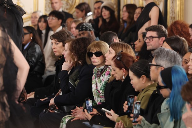 PARIS, FRANCE - MARCH 03: (EDITORIAL USE ONLY - For Non-Editorial use please seek approval from Fashion House) Anna Wintour (C) attends the Valentino Womenswear Fall/Winter 2024-2025 show as part of Paris Fashion Week on March 03, 2024 in Paris, France. (Photo by Pascal Le Segretain/Getty Images)