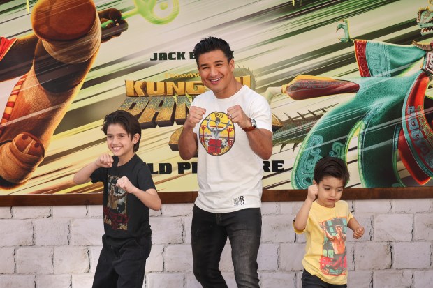 LOS ANGELES, CALIFORNIA - MARCH 03: Mario Lopez (C attends the premiere of Universal Pictures' "Kung Fu Panda 4" at AMC The Grove 14 on March 03, 2024 in Los Angeles, California. (Photo by Amy Sussman/Getty Images)