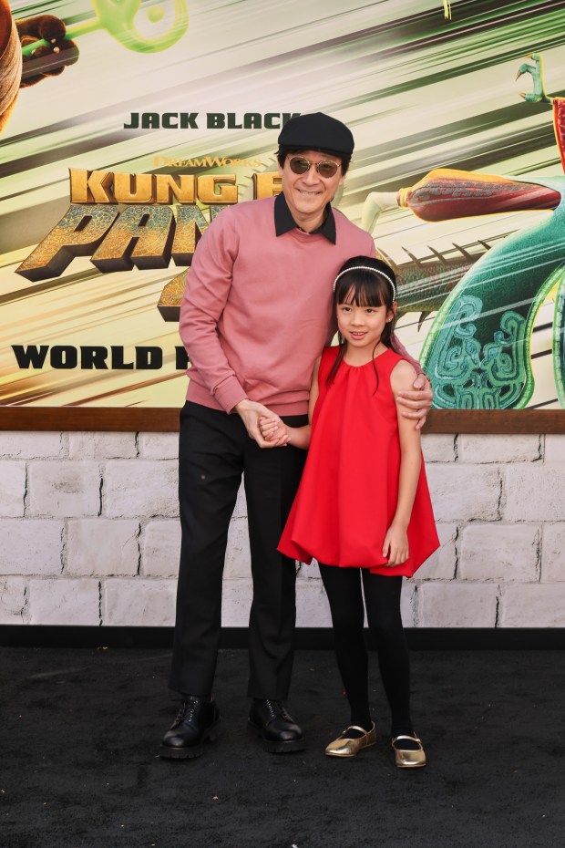 LOS ANGELES, CALIFORNIA - MARCH 03: Ke Huy Quan (L) attends the premiere of Universal Pictures' "Kung Fu Panda 4" at AMC The Grove 14 on March 03, 2024 in Los Angeles, California. (Photo by Amy Sussman/Getty Images)