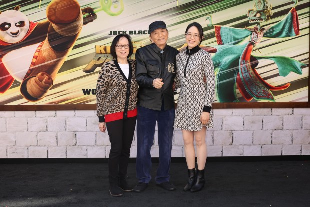 LOS ANGELES, CALIFORNIA - MARCH 03: James Hong (C) attends the premiere of Universal Pictures' "Kung Fu Panda 4" at AMC The Grove 14 on March 03, 2024 in Los Angeles, California. (Photo by Amy Sussman/Getty Images)