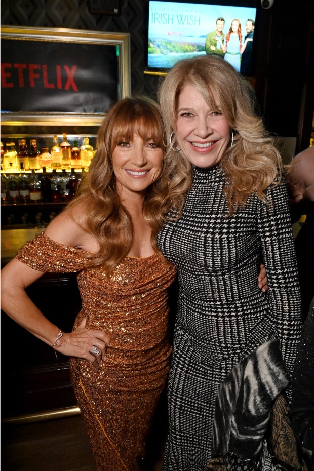 NEW YORK, NEW YORK - MARCH 05: (L-R) Jane Seymour and Janeen Damian attend the Irish Wish New York Premiere after party at The Long Room on March 05, 2024 in New York City. (Photo by Bryan Bedder/Getty Images for Netflix)