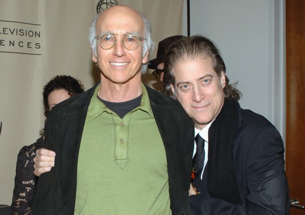 Larry David, left, and Richard Lewis attend ATAS Presents An Evening With "Curb Your Enthusiasm" at The Academy of Television Arts & Sciences Theatre on November 9, 2005 in North Hollywood, California.  (Photo by Stephen Shugerman/Getty Images)