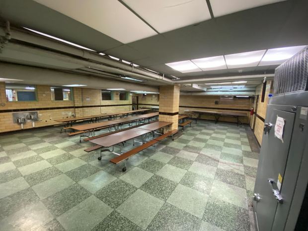 The cafeteria at West Prep's proposed new location, a former Catholic school. The city's proposed solution is to move West Prep into this dilapidated, 127-year-old building on 108th St., formerly the Ascension School. (Provided to the New York Daily News)
