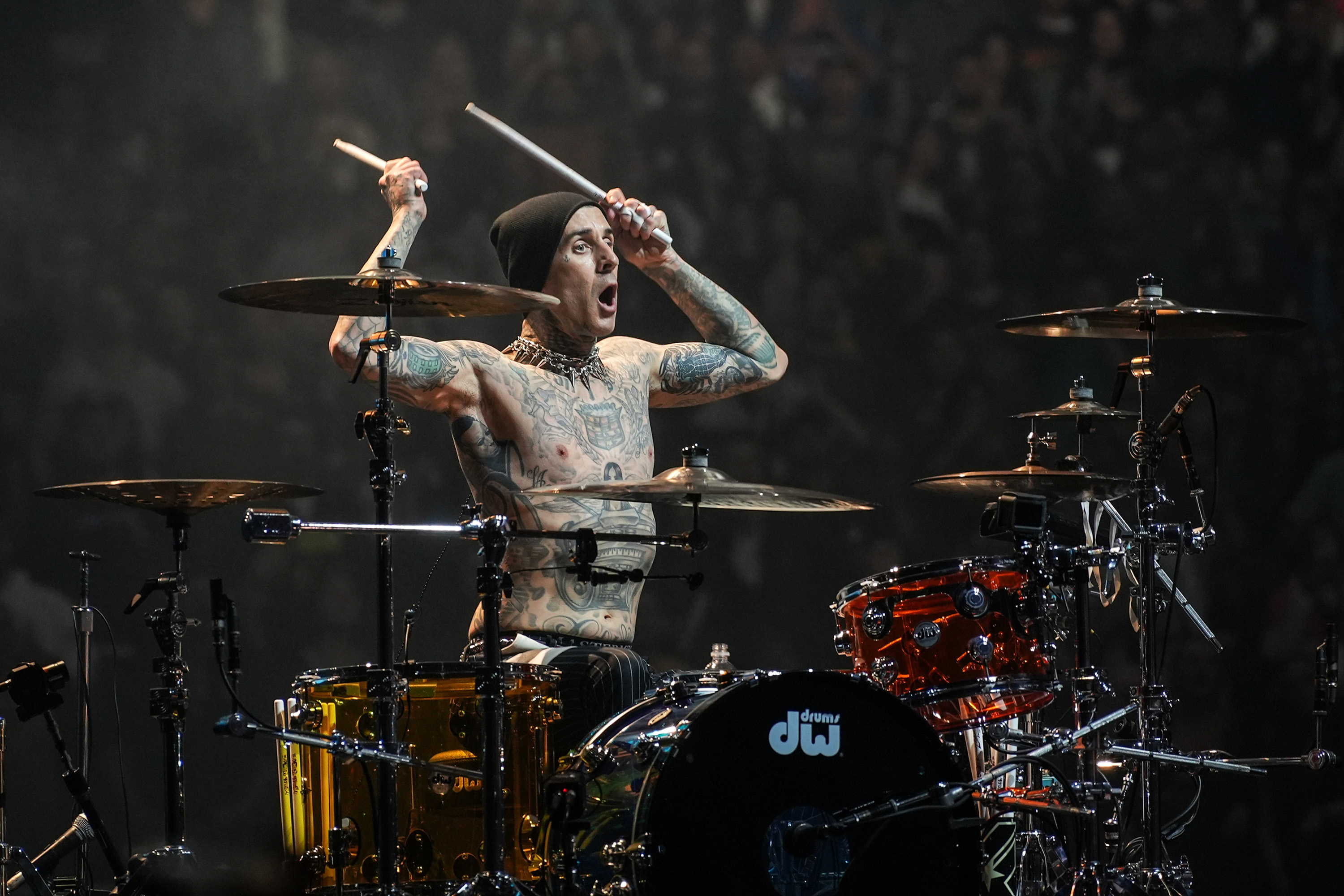 Travis Barker of Blink-182 performs onstage at Madison Square Garden on May 19, 2023, in New York City.