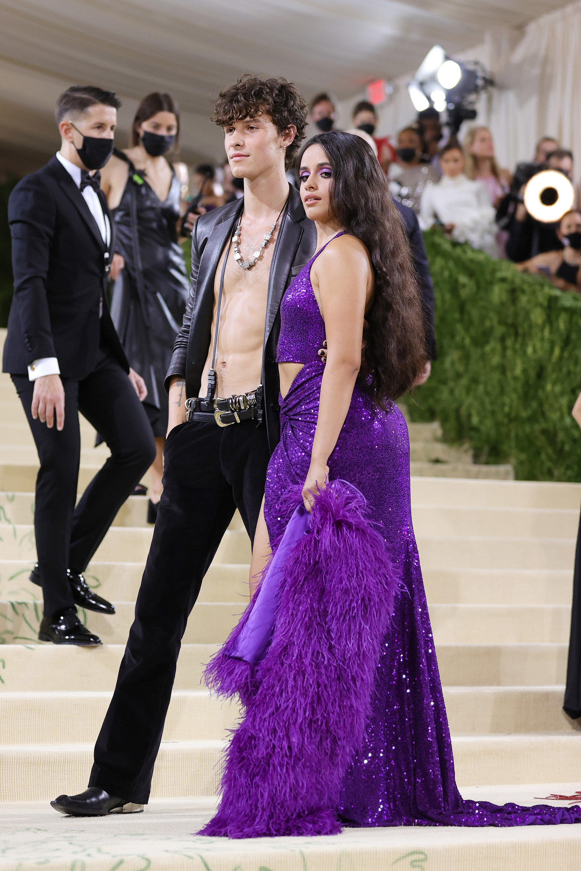 Shawn Mendes and Camila Cabello attend The 2021 Met Gala Celebrating In America: A Lexicon Of Fashion at Metropolitan Museum of Art on Sept. 13, 2021, in New York City.