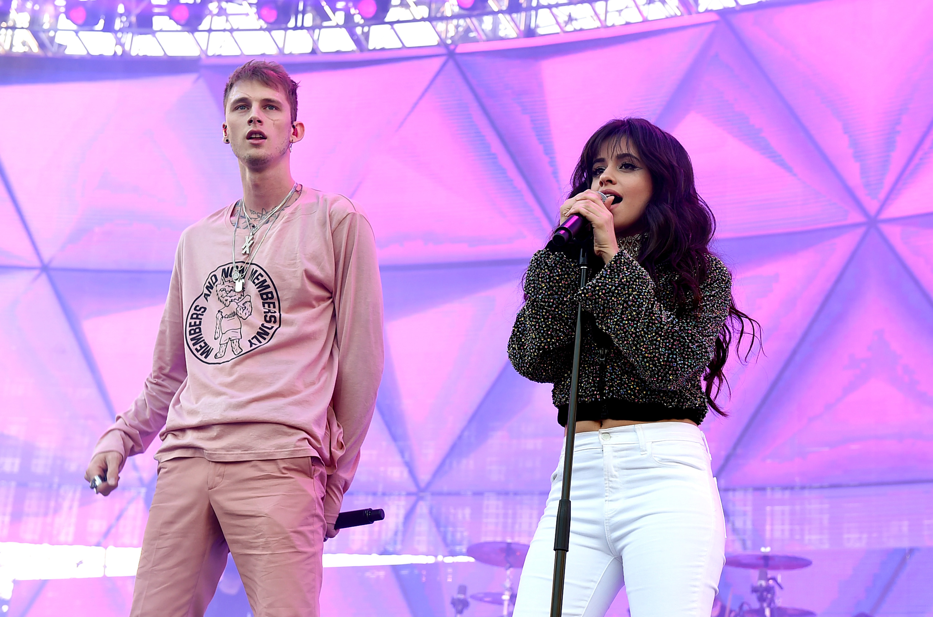 Machine Gun Kelly (L) and Camila Cabello perform onstage during 102.7 KIIS FM's 2017 Wango Tango at StubHub Center on May 13, 2017, in Carson, Calif.