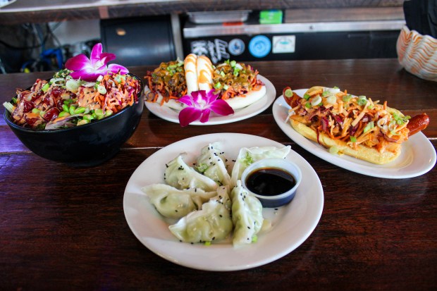 A spread of food at the Rockaway Tiki Bar. (Kaitlyn Rosati for New York Daily News)