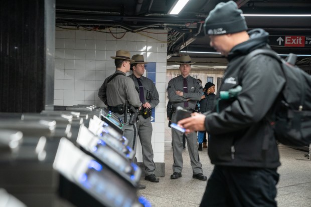 New York State Police provide security at Grand Central Station Wednesday, March 6, 2024 in Manhattan, New York. (Barry Williams for New York Daily News)