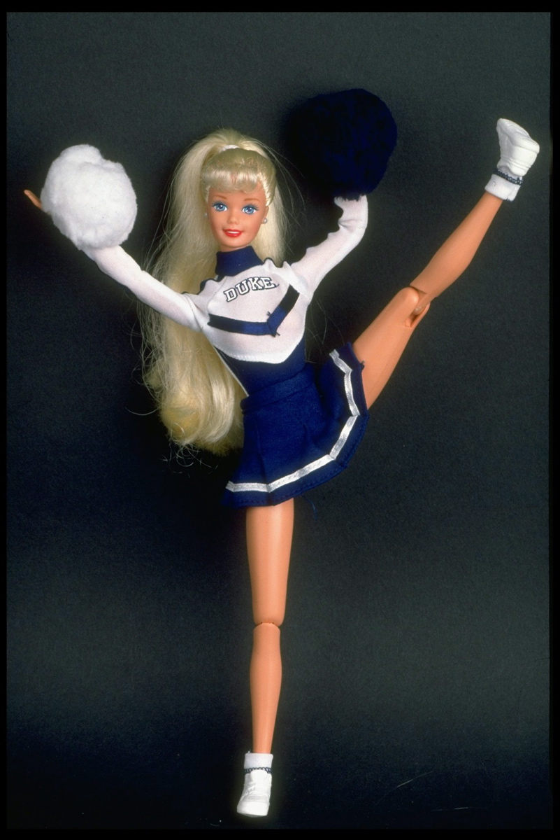 Barbie soon became a college student and cheerleader. In the late 1990s, Barbie sported many school uniforms, including Duke, the University of Tennessee and the University of Michigan.