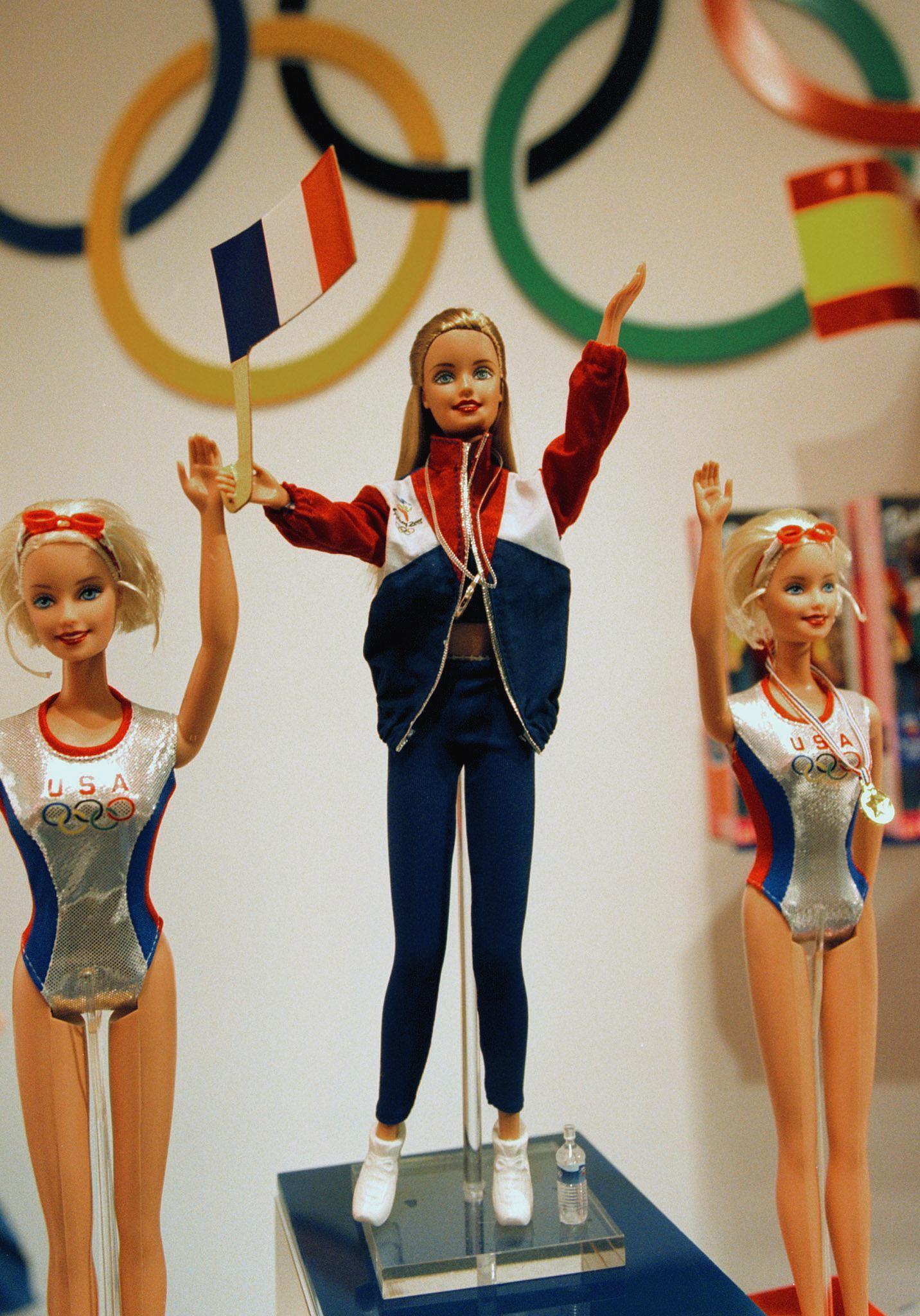 Barbie dolls dressed to the nines for the 2000 Olympics are displayed by Mattel at the American International Toy Fair in New York on Feb. 14, 2000. Each country's doll was only on sale in that country.